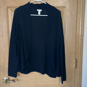 Chico’s Shawl Neck Open Front Black Cardigan Sweater Medium